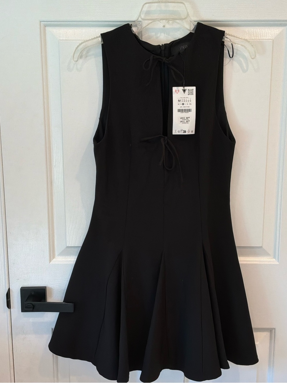 Zara Little Black Tie-Back Fit & Flare Dress